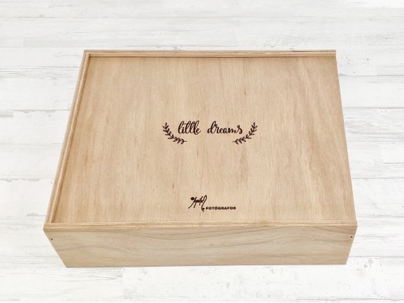 Caja de madera 35x28x10 cm. c/tapa corredera Ref.P1454C8J3