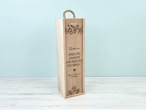 Wooden box 1 Bottle of wine Sliding Lid Ref.1botTCOK