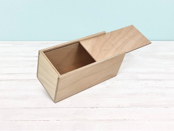 Caja de madera 24,5x11,5x11,5 cm. c/tapa corredera Ref.PC27A