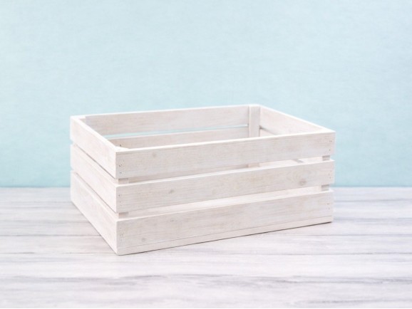 White Fruit Box 50x30x25 cm. 3 slats Ref.D2017