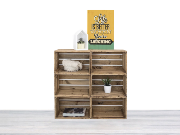 Aged Fruit Box 50x30x25 cm. 3 slats Ref.D2016