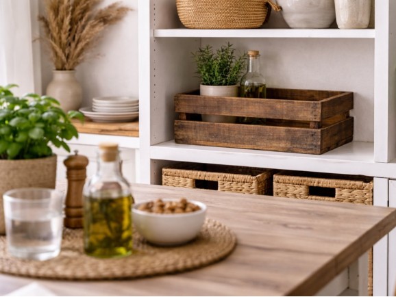 Caja Fruta Envejecida 50x30x17 cm. 2 lamas Ref.D2018