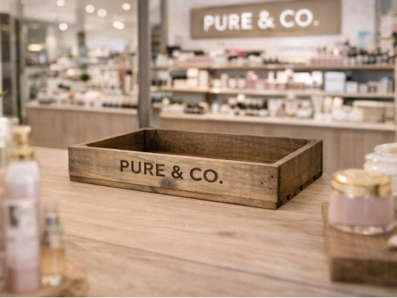 Caja Fruta Envejecida 50x30x7,5 cm. 1 lama Ref.D2019