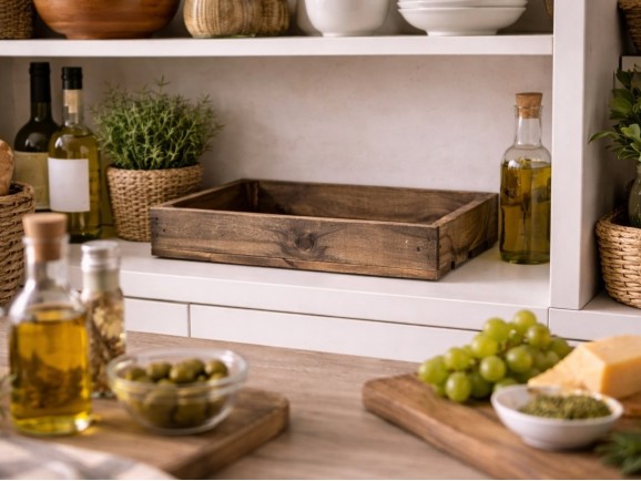 Caja Fruta Envejecida 50x30x7,5 cm. 1 lama Ref.D2019