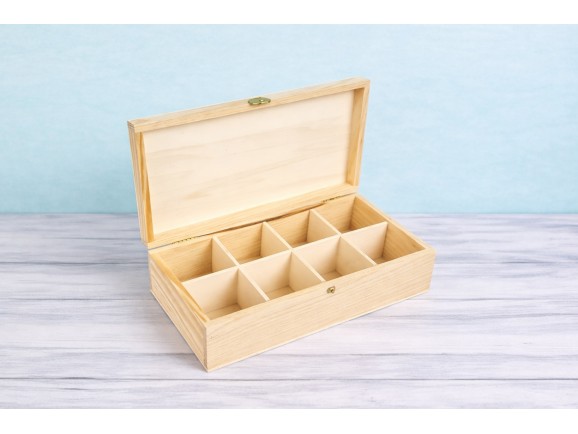 Caja de madera 29x15x8 cm. c/8 divisiones Ref.P35C47C