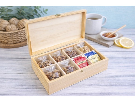 Caja de madera 29x15x8 cm. c/8 divisiones Ref.P35C47C