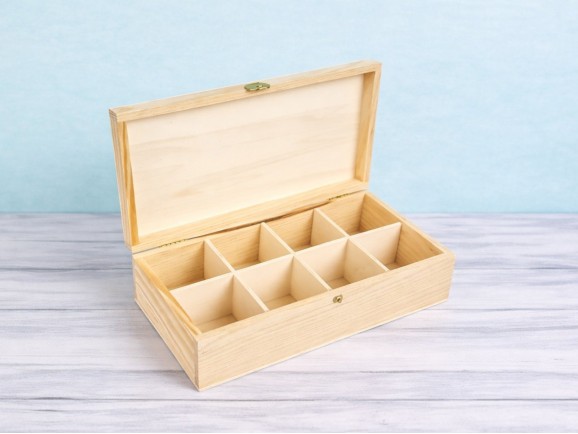 Caja de madera 29x15x8 cm. c/8 divisiones Ref.P35C47C