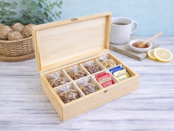 Caja de madera 29x15x8 cm. c/8 divisiones Ref.P35C47C