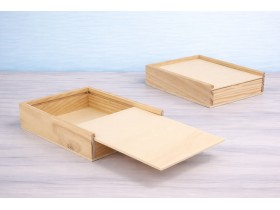 Pine wood box 20x15x3.5 cm. with sliding sid Ref.PC6P7B