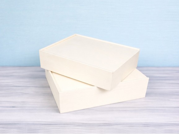 Caja de madera 35x28x10 cm. c/tapa corredera Ref.P1454C8J