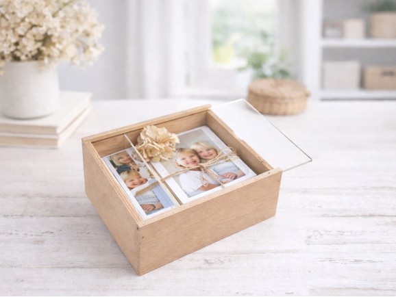 Wooden box 23x18.5x10 cm. with sliding lid Ref.PC21H