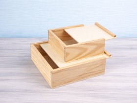 Wooden box 2 measures with sliding lid Frame Ref.P00C01