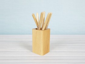 Square wooden pencil holder Ref. CCJC61