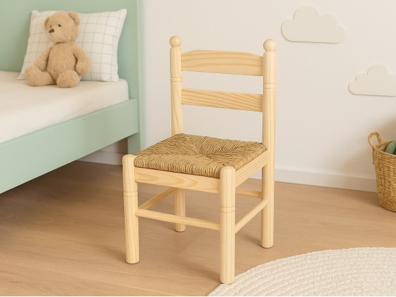 Silla infantil Natural Sara con asiento de enea Ref.AR131929