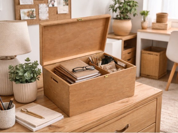 Large wooden box 39x29x24 cm. with handles Ref.P50C52