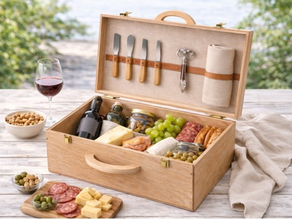 Wooden suitcase box 38.5x26.5x16 cm. with wooden handle Ref. PCM55