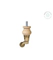 Turned wooden leg L12 cm. with metal wheel Ref.ST271