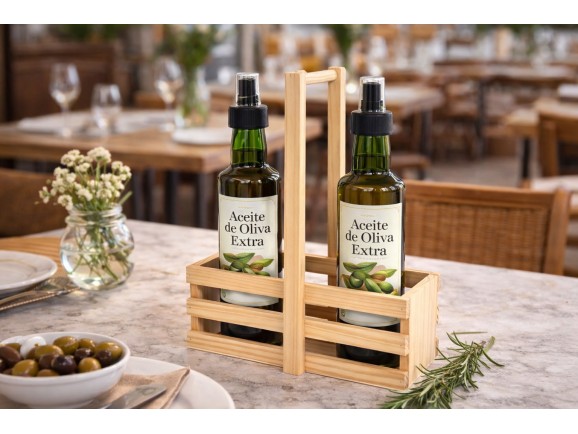 Natural wood cruet with handle Ref.CR125