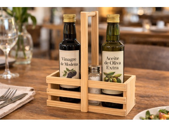 Natural wood cruet with handle Ref.CR125