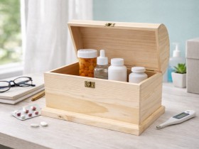 Wooden trunk 29x21x18 cm. with top cover Ref.AR08861