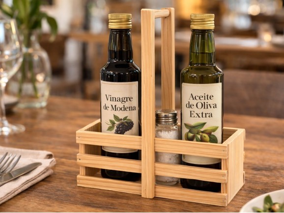 Wooden vinegar cruet with handle Ref.CR125