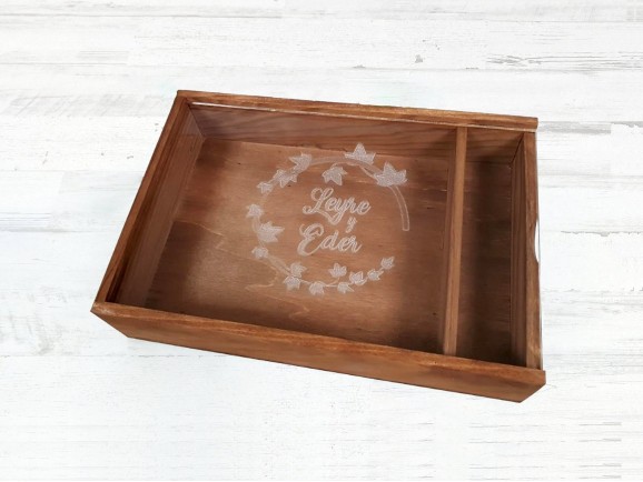 Caja de madera Envejecida para fotógrafos c/tapa metacrilato Ref.P1454DTM