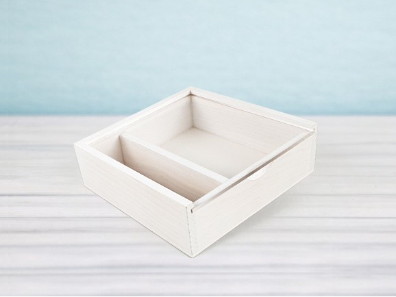 Caja de madera Blanca para fotos 10x15 c/tapa metacrilato Ref.P00CF13B1M