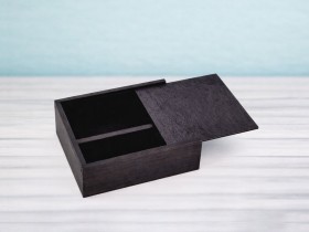 Caja de madera Negra para fotos 10x15 c/tapa madera Ref.P00CF13N