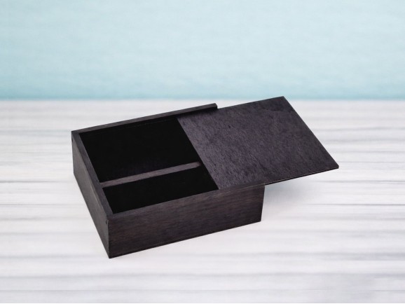 Black wooden photo box 10x15 with wooden lid Ref.P00CF13N