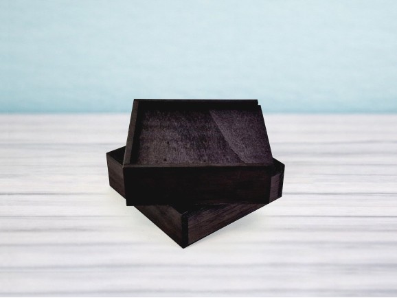 Caja de madera Negra para fotos 10x15 c/tapa madera Ref.P00CF13N