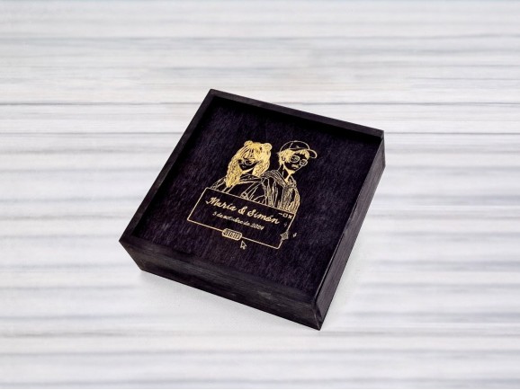 Caja de madera Negra para fotos 10x15 c/tapa madera Ref.P00CF13N