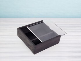 Caja de madera Negra para fotos 10x15 c/tapa metacrilato Ref.P00CF13NM