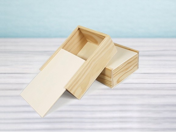 Caja de madera pino 18x12,5x6,5 c/tapa corredera  Ref.PF1015