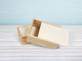 Caja de madera pino 18x12,5x6,5 c/tapa corredera Ref.PF1015