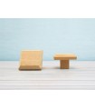 Square pine knob handle with 4 cm recess. Ref.20