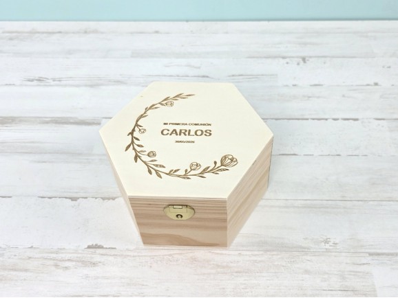 Caja de madera hexagonal 3 medidas Ref.P117
