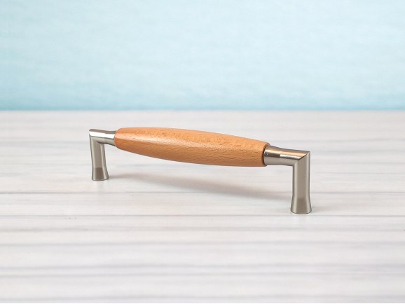 Tirador asa de madera y metal 14 cm. c/2 tuercas Ref.H60A