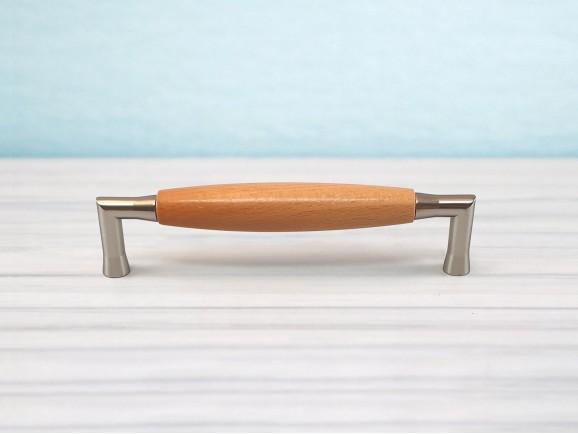 Tirador asa de madera y metal 14 cm. c/2 tuercas Ref.H60A