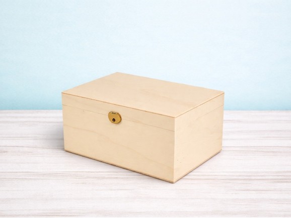 Caja de madera 22x15x11 cm. c/bisagra y broche Ref.P00CF1S