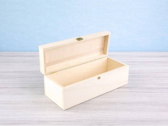 Caja de madera 27x11x10 cm. c/bisagra y broche Ref.C42
