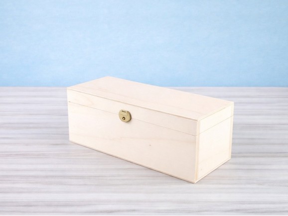 Caja de madera 27x11x10 cm. c/bisagra y broche Ref.C42