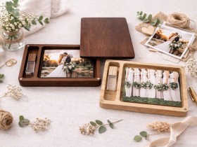 Varnished wooden photo box with magnets, 2 sizes. Ref. PCF5V