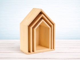 Juego de estanterías casitas de madera 3 en 1 Ref.DRPO40