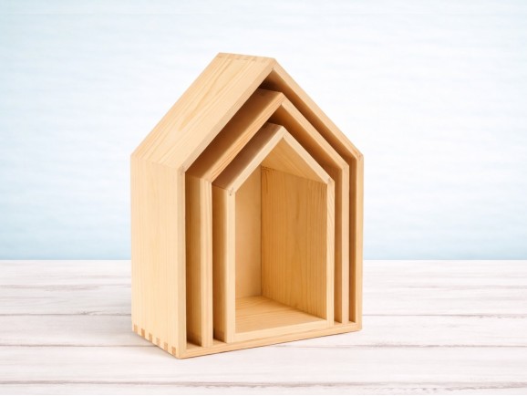3-in-1 Wooden House Shelving Set Ref.DRPO40