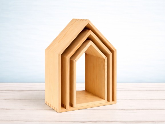 3-in-1 Wooden House Shelving Set Ref.DRPO40