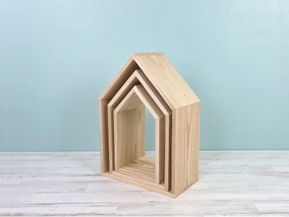 Juego de estanterías casitas de madera 3 en 1 Ref.DRPO40