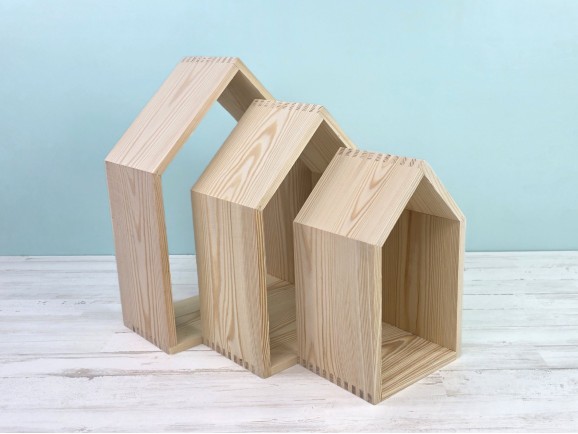 3-in-1 Wooden House Shelving Set Ref.DRPO40