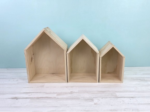 Juego de estanterías casitas de madera 3 en 1 Ref.DRPO40