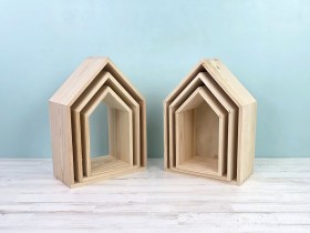 Juego de estanterías casitas de madera 3 en 1 Ref.DRPO40