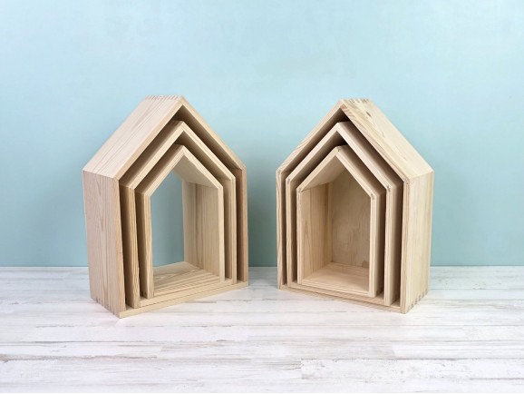 3-in-1 Wooden House Shelving Set Ref.DRPO40